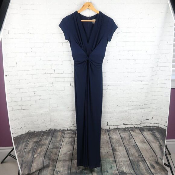 VINCE CAMUTO NAVY BLUE SHORT SLEEVE V NECK WIDE LEG JUMPSUIT SIZE XS - Picture 4 of 14